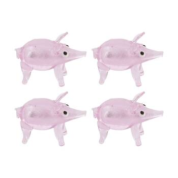4PK Gibson Gifts Artisan Glass Pig Home Decoration Sculptures/Figurines