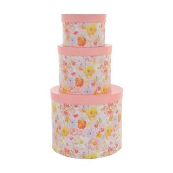 3pc Gibson Gifts Saffron Nested Round Boxes Giftbox Party Supplies