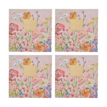 4PK Gibson Gifts Saffron Noteblock With Pen Stationery Notebook Floral Theme