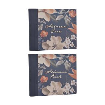 2PK Zara Floral Address Book Navy Blue w/ Gold Lettering & Botanical Art