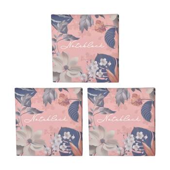 3PK Zara Noteblock And Pen Peach Floral Design With Hard Cover &