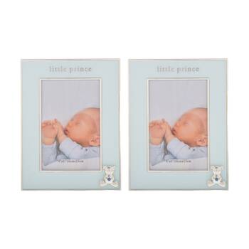 2PK Gibson Gifts Little Prince Picture Photo Frame 4x6 Baby Blue Glass