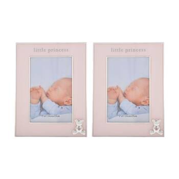 2PK Gibson Gifts Little Princess Picture Photo Frame 4x6 Blush Pink Glass