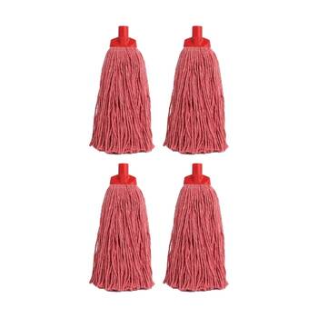 4PK Edco Enduro High Absorbency Heavy Duty Durable Yarn Mop Red 400g