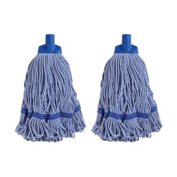 2PK Edco Enduro Heavy Duty Loop Ends Durable Yarn Round Mop Blue 350g