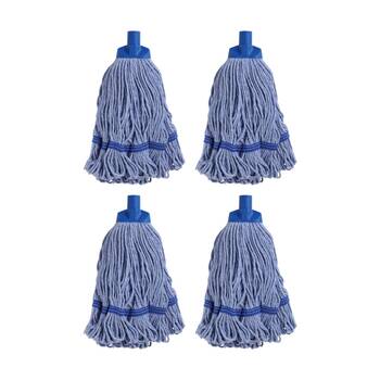 4PK Edco Enduro Heavy Duty Loop Ends Durable Yarn Round Mop Blue 350g
