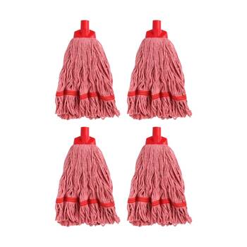 4PK Edco Enduro Heavy Duty Loop Ends Durable Yarn Round Mop Red 350g