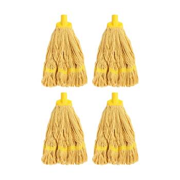 4PK Edco Enduro Heavy Duty Loop Ends Durable Yarn Round Mop Yellow 350g