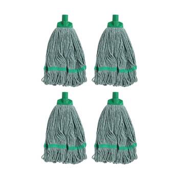 4PK Edco Enduro Heavy Duty Loop Ends Durable Yarn Round Mop Green 350g