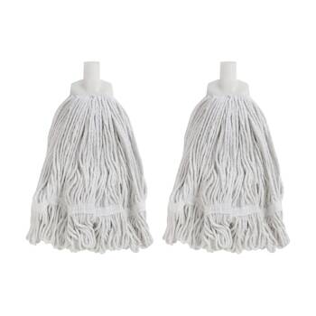 2PK Edco Enduro Heavy Duty Loop Ends Durable Yarn Round Mop White 350g