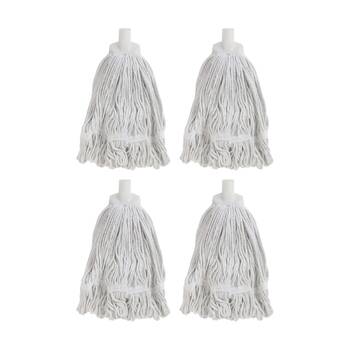 4PK Edco Enduro Heavy Duty Loop Ends Durable Yarn Round Mop White 350g