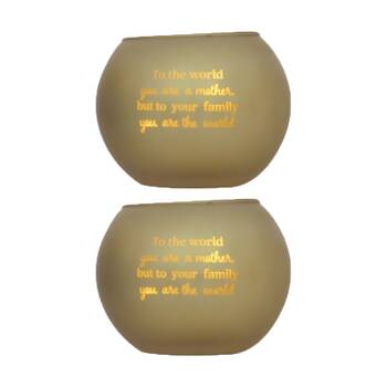2PK Love & Light Mum Tea Soy Candle Holder Home Decoration Gift Gold Glass 
