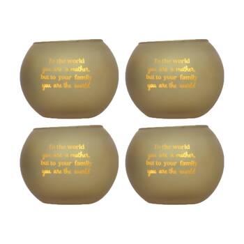 4PK Love & Light Mum Tea Soy Candle Holder Home Decoration Gift Gold Glass 