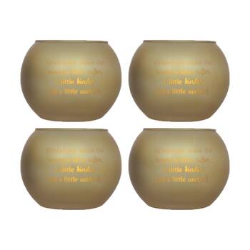 4PK Love & Light Grandma Tea Soy Candle Holder Home Decoration Gift Gold Glass 