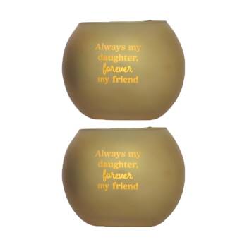 2PK Love & Light Daughter Tea Soy Candle Holder Home Decoration Gift Gold Glass 