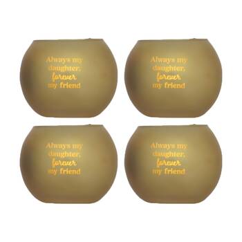 4PK Love & Light Daughter Tea Soy Candle Holder Home Decoration Gift Gold Glass 