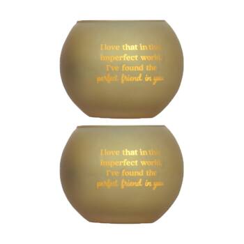 2PK Love & Light Friend Tea Soy Candle Holder Home Decoration Gift Gold Glass 