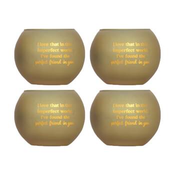 4PK Love & Light Friend Tea Soy Candle Holder Home Decoration Gift Gold Glass 