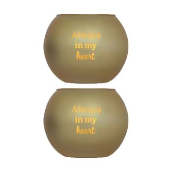 2PK Love & Light Rememberance Memorial Tea Soy Candle Holder Gold Glass 