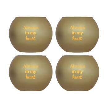 4PK Love & Light Rememberance Memorial Tea Soy Candle Holder Gold Glass 