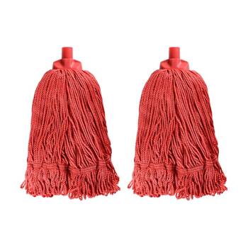 2PK Edco Heavy Duty Enduro 100 Percent Microfibre Mop Head Red 350g