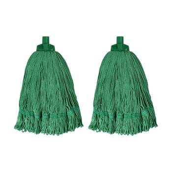 2PK Edco Heavy Duty Enduro 100 Percent Microfibre Mop Head Green 350g