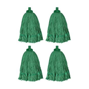 4PK Edco Heavy Duty Enduro 100 Percent Microfibre Mop Head Green 350g