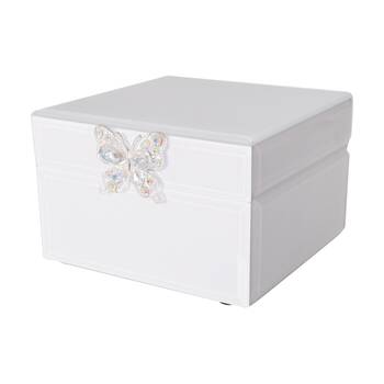 Gibson Gifts Crystal Butterfly Jewellery Box Small White Shimmer Storage