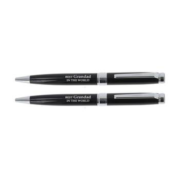 2PK Bridgewater Pen Company Grandad Sentiment Ballpen Black Silver Engraved