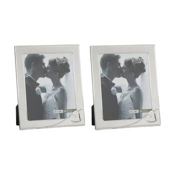 2PK Gibson Gifts Silver Heart Photo Frame 8x10 MDF Metal Glass