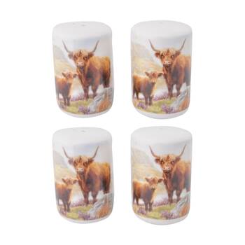 2PK 2pc Macneil Highland Cow Ceramic Salt Pepper Shakers Container Set 5cm