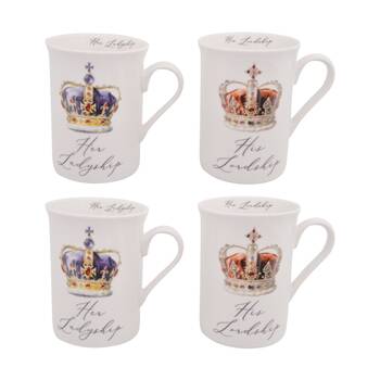 2PK 2pc Lesser & Pavey Lordship LadyshipWhite Fine China Coffee Mug Set