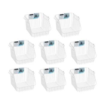 8PK Boxsweden Toska Wire Durable Stacking Basket Storage 30x29x21.5cm White