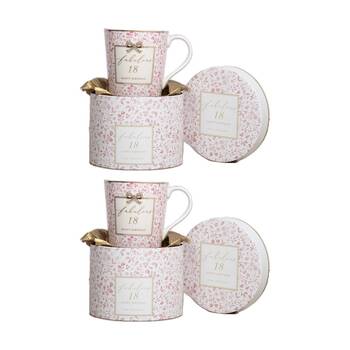 2PK Madelaine 18th Birthday Fine China Coffee/Tea Mug Drink Cup Pink