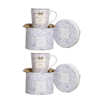 2PK Madelaine 60th Birthday Fine China Coffee/Tea Mug Drink Cup Green