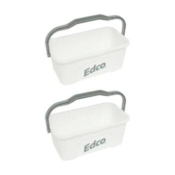 2PK Edco All-Purpose Mop and Squeegee Bucket W/ Durable Handle White 11L