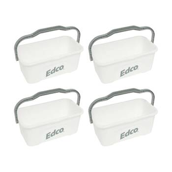 4PK Edco All-Purpose Mop and Squeegee Bucket W/ Durable Handle White 11L