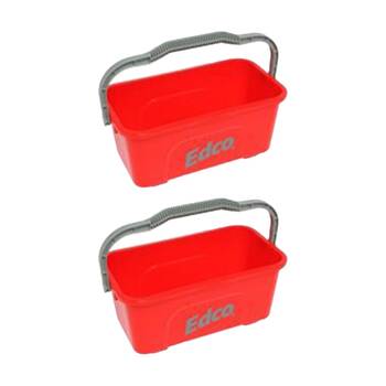 2PK Edco All-Purpose Mop and Squeegee Bucket W/ Durable Handle Red 11L