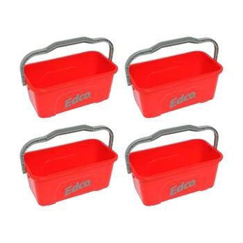 4PK Edco All-Purpose Mop and Squeegee Bucket W/ Durable Handle Red 11L