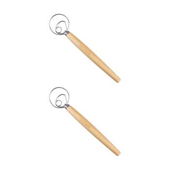 2PK Daily Bake Danish Dough Whisk Stainless Steel Head W/ Wooden Handle