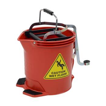 Edco Metal Wringer Bucket Registered Design With Twin Foot Pedal Red 15L