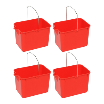 4PK Edco General Purpose Squeeze Mop Bucket With Strong Handles Red 9L