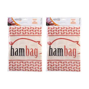2PK Appetito Reusable Breathable Drawstring Closure Ham Bag 100% Cotton