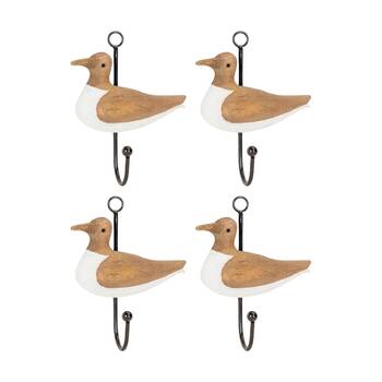 4PK Indoor/Outdoor Home Decor Timber Duck Wall-Mount Hanging Hook 16x13.5x4.5cm