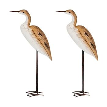 2PK Small Wading Bird Indoor/Outdoor Timber Decor Ornament 27.5x12.5x5.2cm