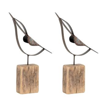 2PK Medium Timber Kingfisher Indoor/Outdoor Home Decor Ornament 26.5x14x4cm