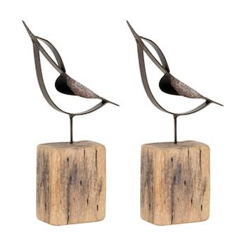 2PK Small Timber Kingfisher Indoor/Outdoor Home Decor Ornament 19.5x9.5x4cm