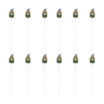 12PK Small Outdoor Garden Gnome Figure Plant Pot Stick 31x4x3cm Assorted