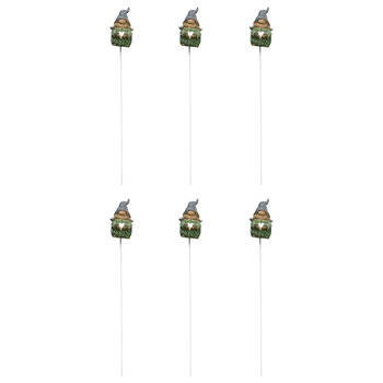 6PK Small Outdoor Garden Gnome Figure Plant Pot Stick 31x4x3cm Assorted