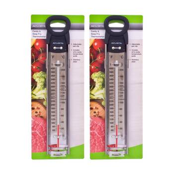 2PK AcuRite Stainless Steel Candy & Deep Fry Thermometer W/ Adjustable Clip